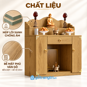 Bề mặt màu gỗ sáng, thuận tiện lau chùi