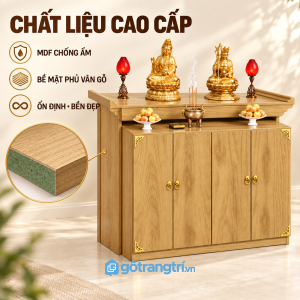 Bề mặt màu gỗ sáng, thuận tiện lau chùi