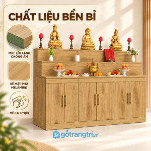 Bề mặt màu gỗ sáng, thuận tiện vệ sinh