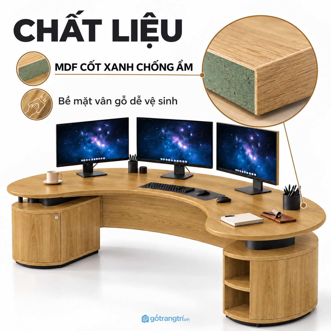 Bề mặt vân gỗ đẹp, dễ vệ sinh khi sử dụng
