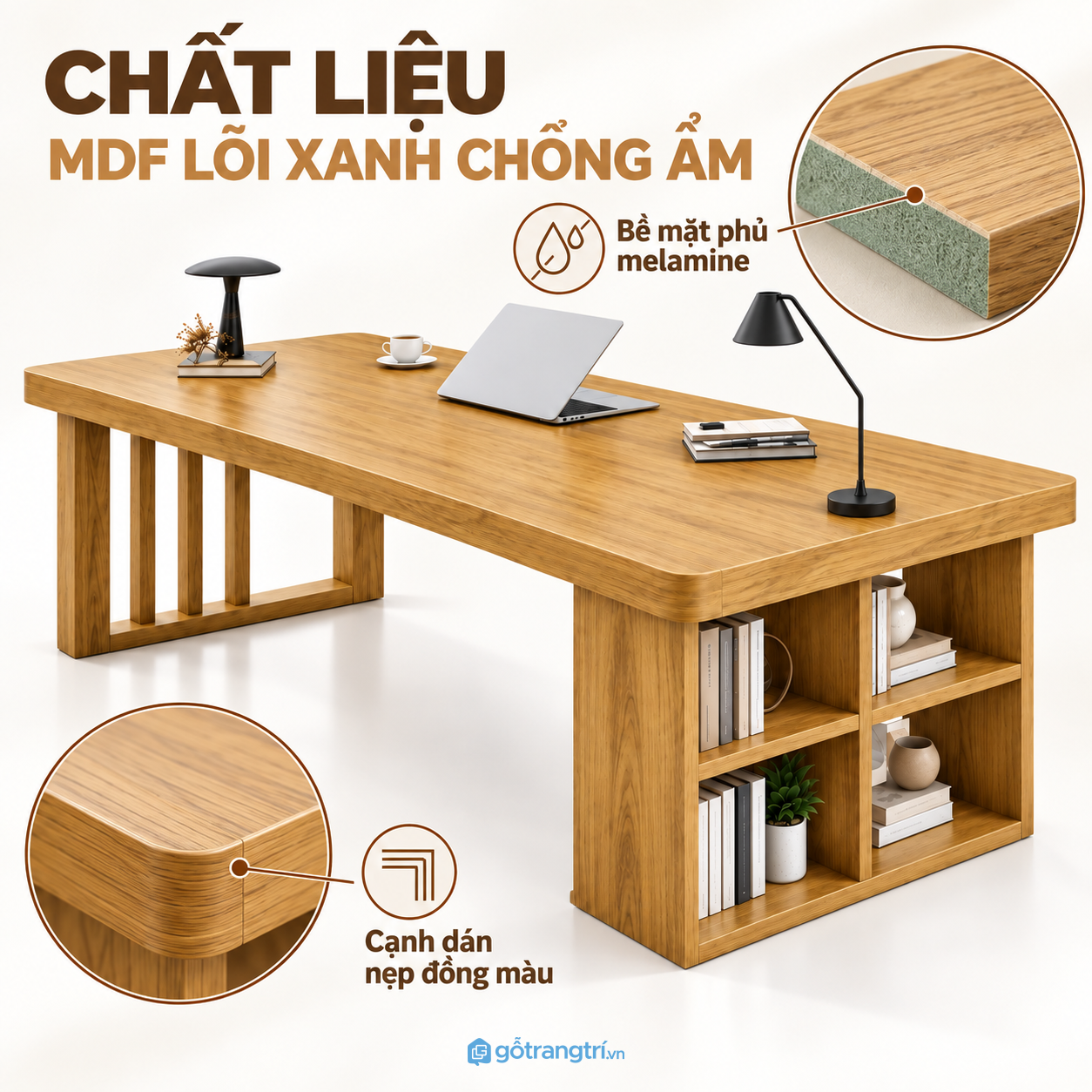 Bề mặt vân gỗ đẹp, thuận tiện vệ sinh