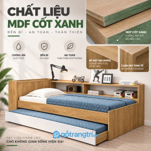 Bề mặt vân gỗ sáng, dễ phối nội thất