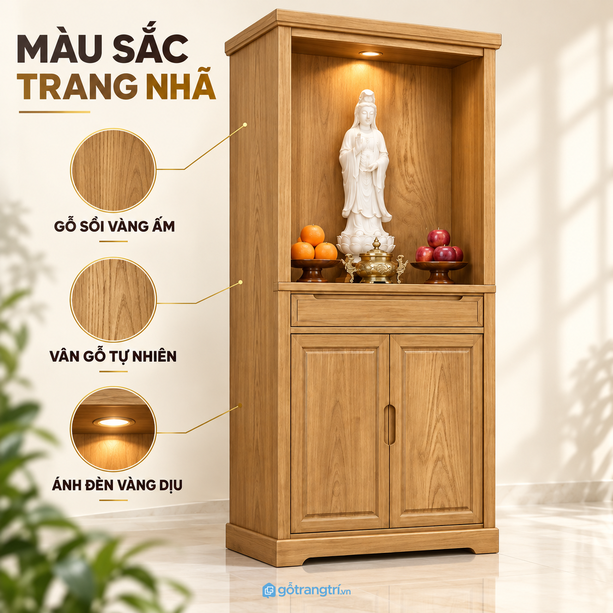 Bề mặt vân gỗ sáng, dễ phối nội thất Bề mặt vân gỗ sáng, dễ phối nội thất