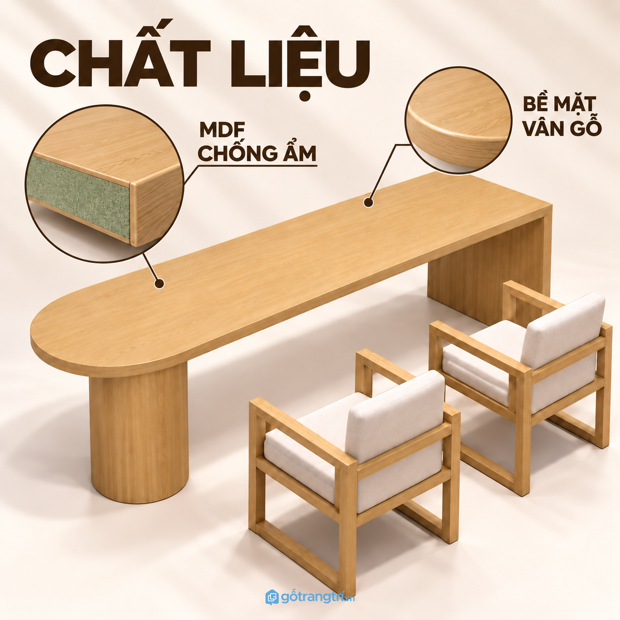 Chân trụ bản lớn tạo cảm giác chắc chắn