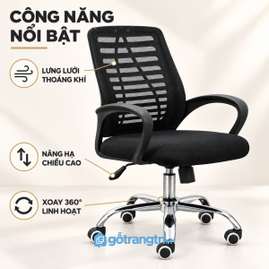 Chân xoay, bánh xe và nâng hạ thuận tiện khi làm việc