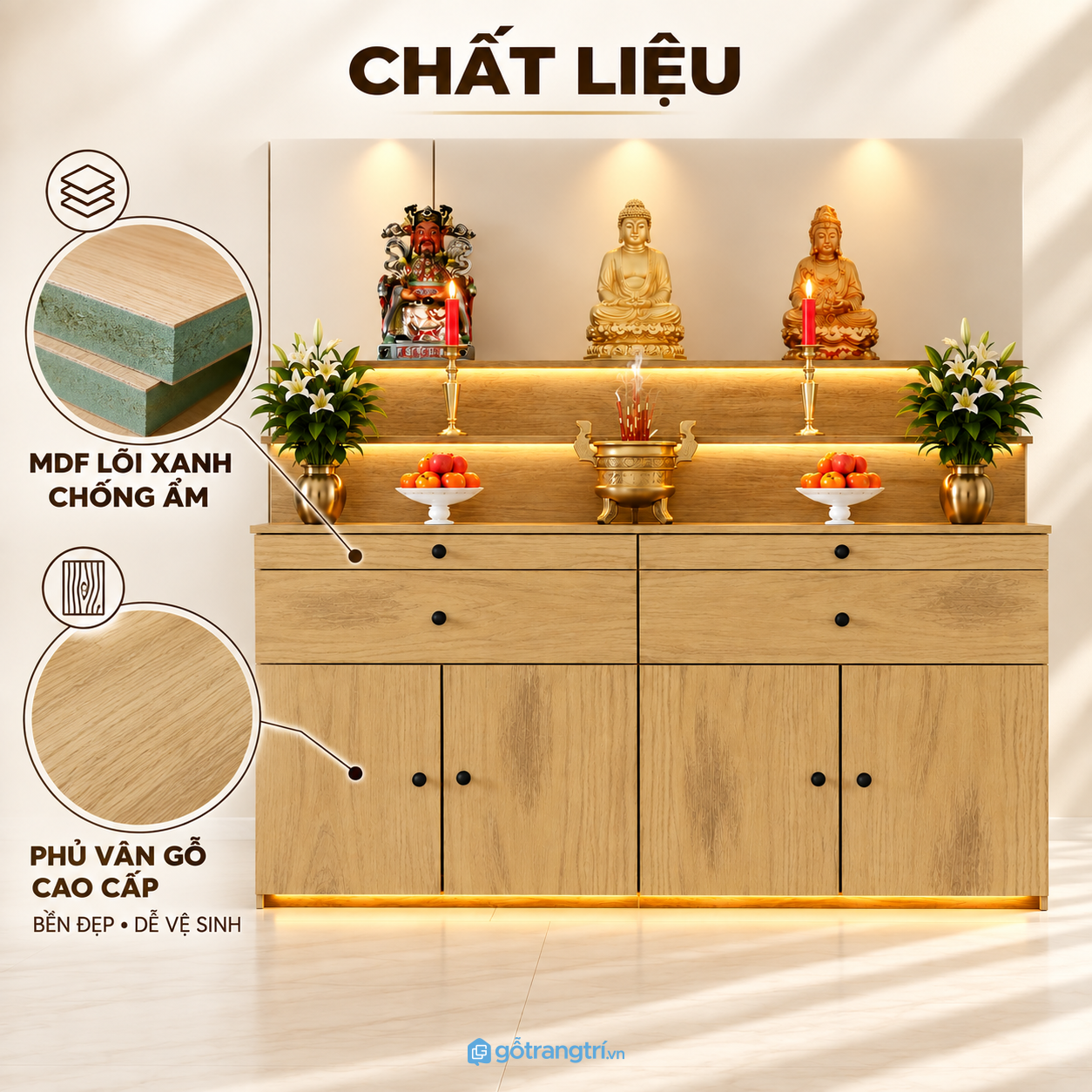 Chất liệu bề mặt dễ vệ sinh, phù hợp sử dụng lâu dài Chất liệu bề mặt dễ vệ sinh, phù hợp sử dụng lâu dài