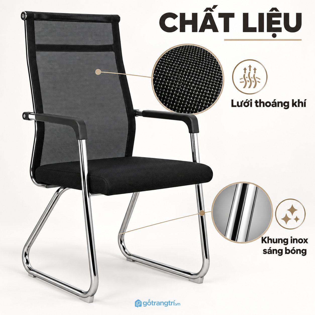 Chất liệu lưới thoáng, khung mạ crom dễ sử dụng