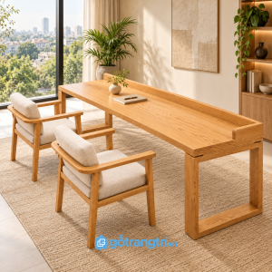 Chi tiết thiết kế Bàn làm việc gỗ tự nhiên mặt dài cho 2 người GHS-4048