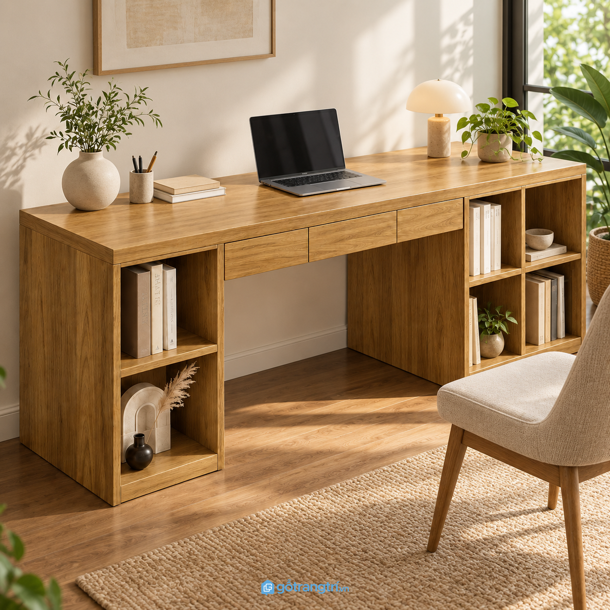 Chi tiết thiết kế Bàn làm việc liền kệ sách 2 bên GHS-4058 Chi tiết thiết kế Bàn làm việc liền kệ sách 2 bên GHS-4058