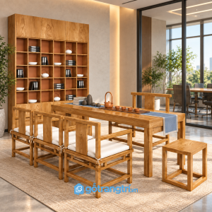 Chi tiết thiết kế Bàn tiếp khách gỗ kiểu Trung Hoa dáng chữ nhật GHS-7013
