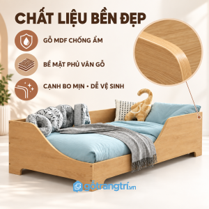 Chi tiết thiết kế Giường ngủ cho bé màu trắng chân thấp hiện đại GHS-9071