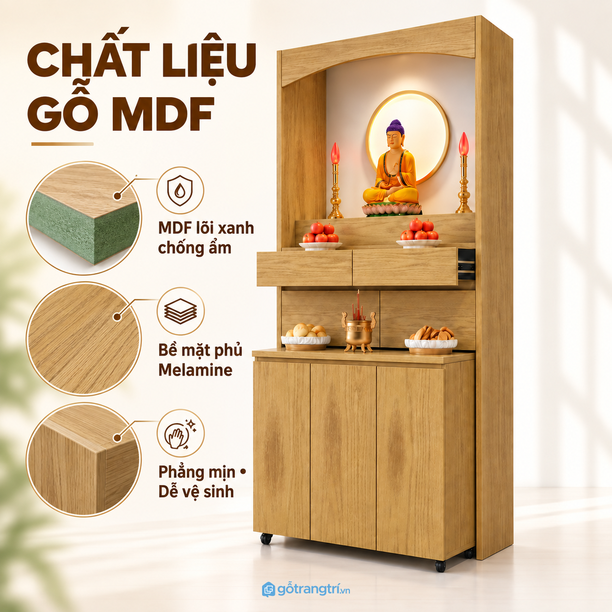 Có bánh xe, thuận tiện khi cần di chuyển