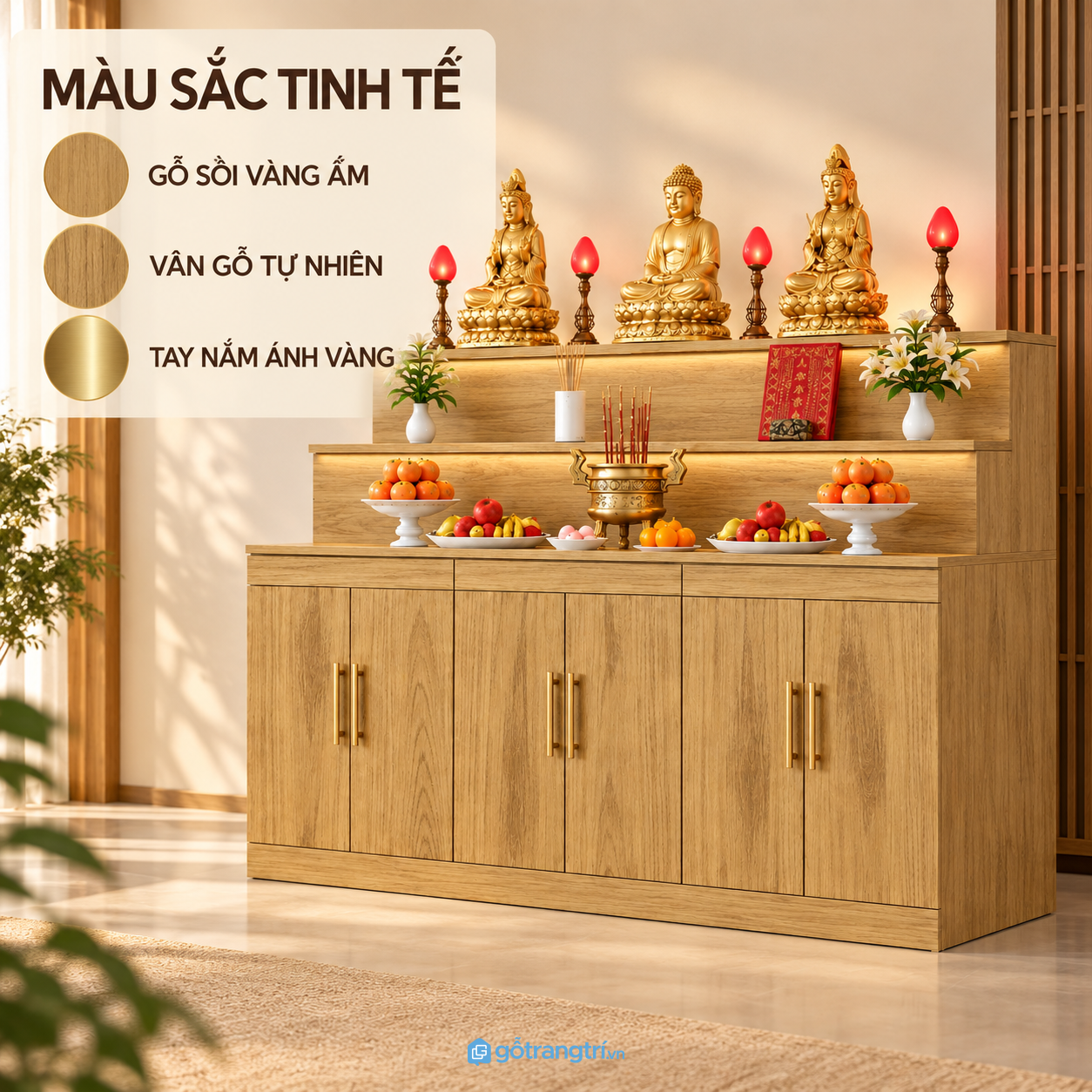 Dễ bố trí trong phòng khách và phòng thờ riêng