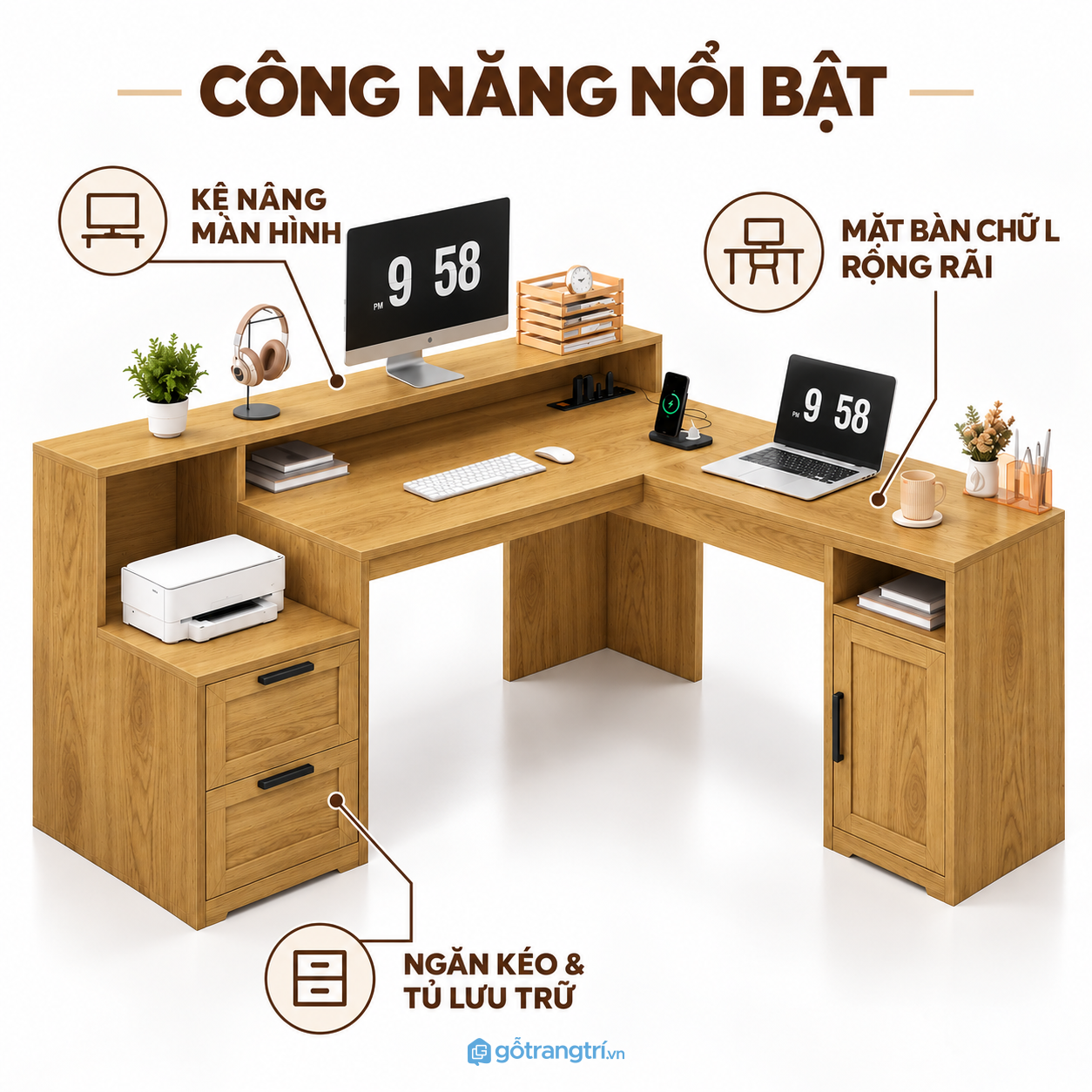 Tích hợp tủ, ngăn kéo và kệ riêng cho máy in Tích hợp tủ, ngăn kéo và kệ riêng cho máy in