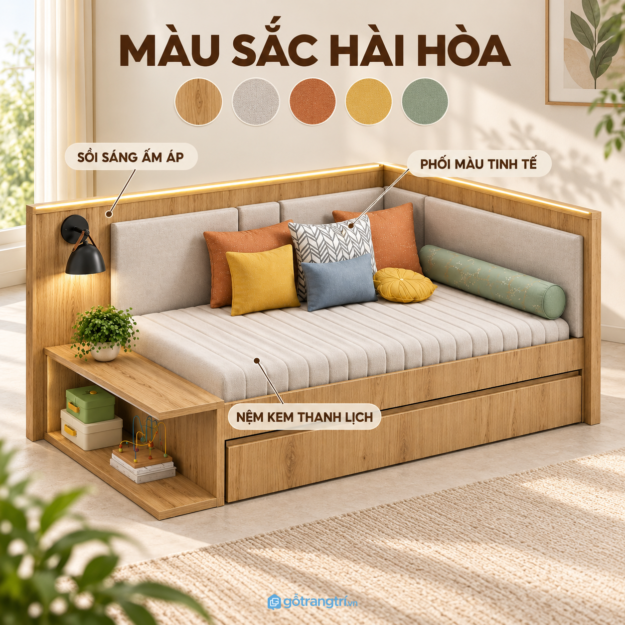 Đèn LED đầu giường tạo ánh sáng tiện dụng về đêm