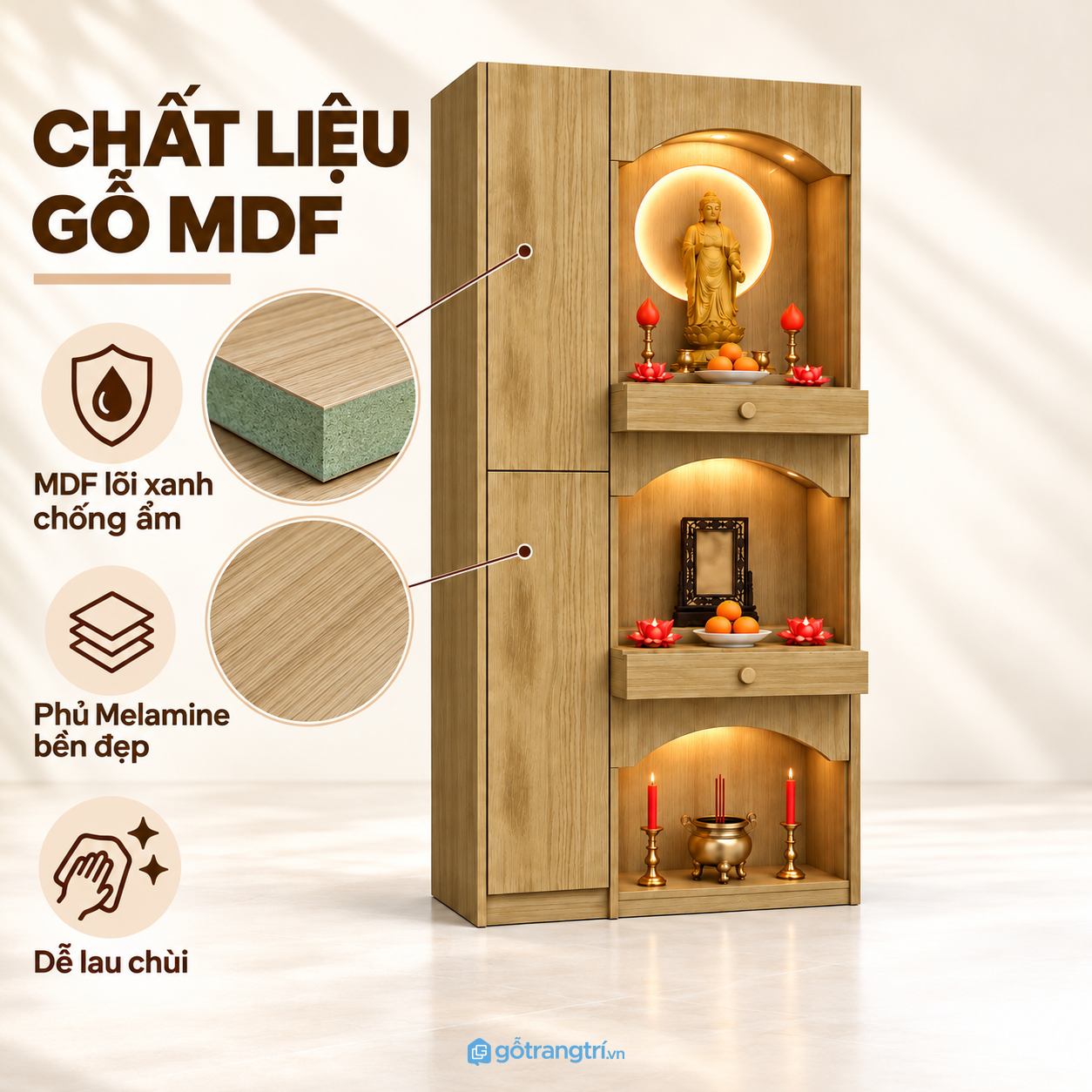 Đèn LED tạo không gian thờ ấm cúng