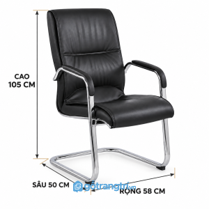 Ghế chân quỳ bọc da lưng cao màu đen cho phòng họp