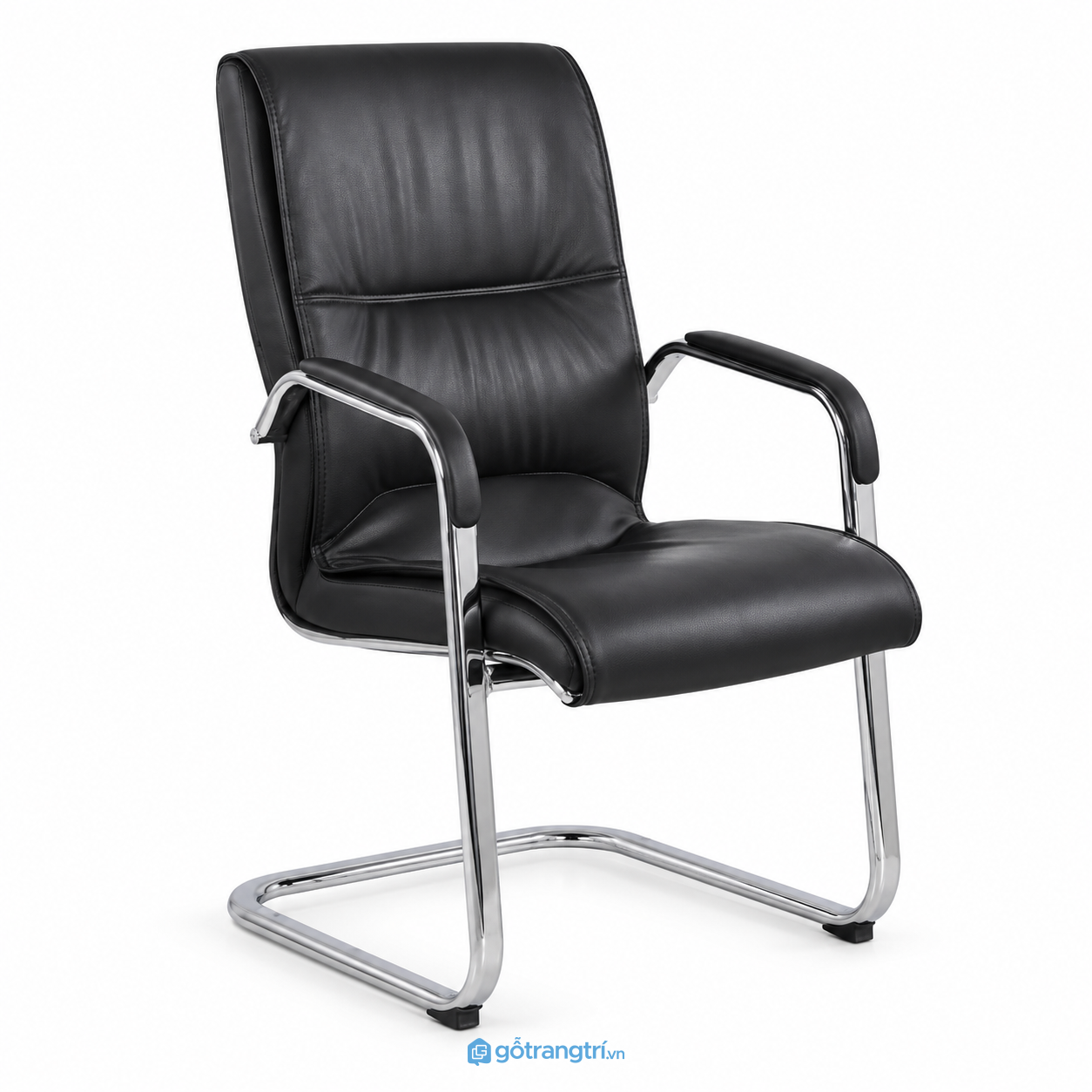 Ghế chân quỳ bọc da lưng cao màu đen GHS-7002 - hình ảnh thực tế 1