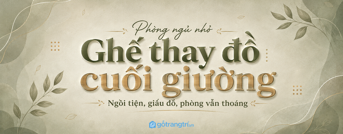 Ghế thay đồ cuối giường cho phòng ngủ nhỏ: ngồi tiện, giấu đồ và vẫn thoáng lối đi