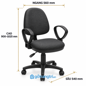 Ghế xoay văn phòng bọc nỉ màu đen cho góc làm việc