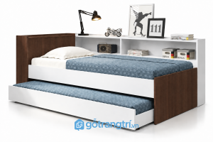 Giường kéo 2 tầng bằng gỗ có ngăn chứa đồ GHS-9076 - 234x188x80cm - Màu gỗ 613 - GHS-9076