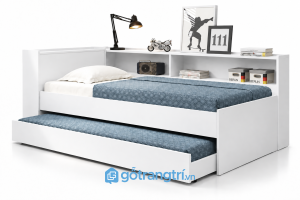 Giường kéo 2 tầng bằng gỗ có ngăn chứa đồ GHS-9076 - 234x188x80cm - Màu trắng - GHS-9076