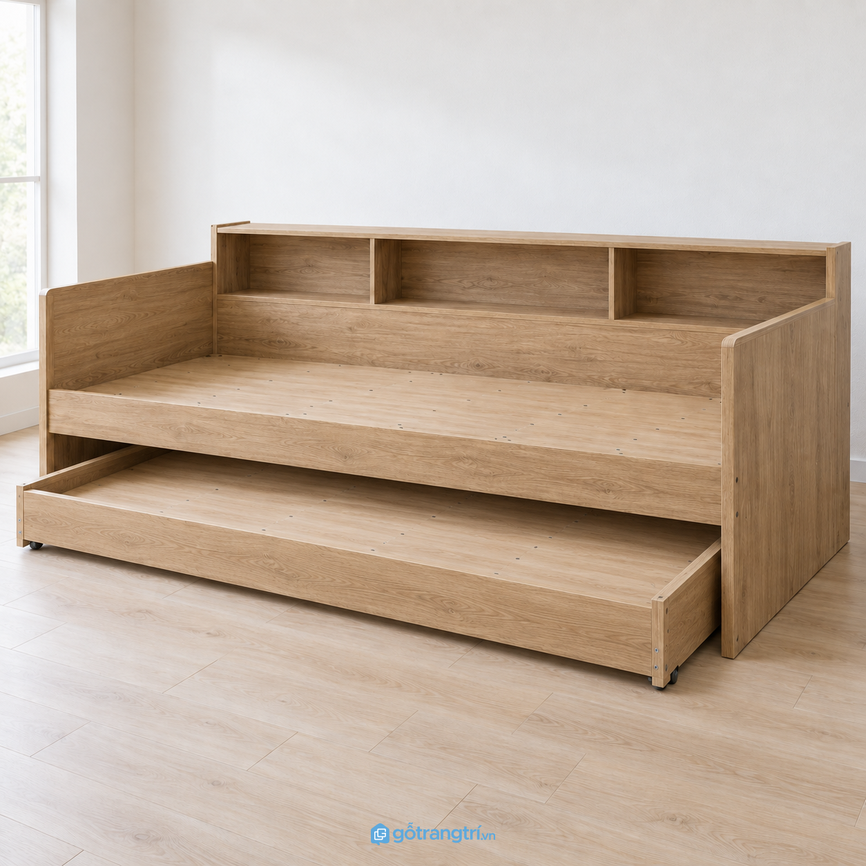 Giường kéo 2 tầng bằng gỗ có ngăn chứa đồ GHS-9076 - hình ảnh thực tế 1 Giường kéo 2 tầng bằng gỗ có ngăn chứa đồ GHS-9076 - hình ảnh thực tế 1