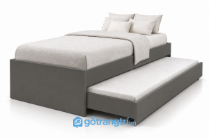 Giường kéo 2 tầng bằng gỗ có ngăn chứa đồ GHS-9077 - 2034x1234x600mm - Màu ghi - GHS-9077