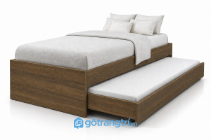 Giường kéo 2 tầng bằng gỗ có ngăn chứa đồ GHS-9077 - 2034x1234x600mm - Màu gỗ 612 - GHS-9077