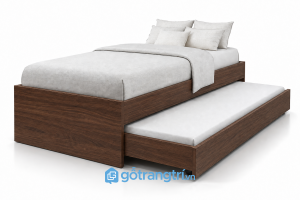 Giường kéo 2 tầng bằng gỗ có ngăn chứa đồ GHS-9077 - 2034x1234x600mm - Màu gỗ 613 - GHS-9077