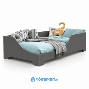 Giường ngủ cho bé màu trắng chân thấp hiện đại GHS-9071 - Giường đơn lọt nệm 1m2x2m - Màu ghi - GHS-9071G