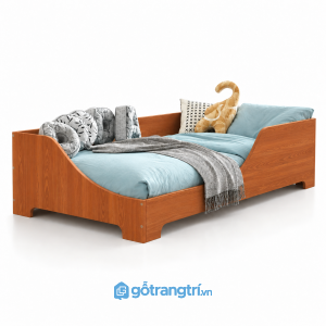 Giường ngủ cho bé màu trắng chân thấp hiện đại GHS-9071 - Giường đơn lọt nệm 1m2x2m - Màu gỗ xoan đào - GHS-9071C