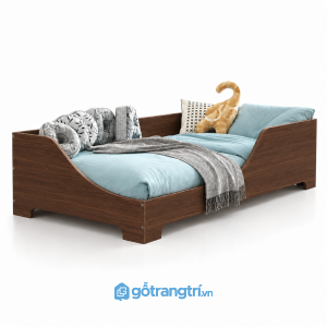 Giường ngủ cho bé màu trắng chân thấp hiện đại GHS-9071 - Giường đơn lọt nệm 1m2x2m - Màu gỗ 613 - GHS-9071E