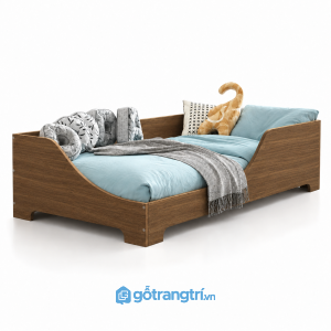 Giường ngủ cho bé màu trắng chân thấp hiện đại GHS-9071 - Giường đơn lọt nệm 1m2x2m - Màu óc chó - GHS-9071D