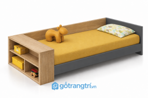 Giường ngủ cho bé màu trắng có kệ GHS-9072 - Giường lọt nệm 1m2x2m - Màu ghi - GHS-9072G