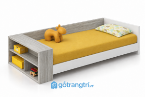 Giường ngủ cho bé màu trắng có kệ GHS-9072 - Giường lọt nệm 1m2x2m - Màu gỗ 413 - GHS-9072F