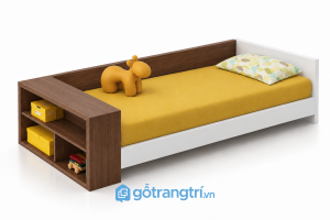 Giường ngủ cho bé màu trắng có kệ GHS-9072 - Giường lọt nệm 1m2x2m - Màu gỗ 613 - GHS-9072E