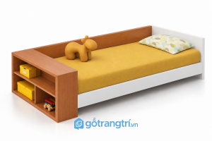 Giường ngủ cho bé màu trắng có kệ GHS-9072 - Giường lọt nệm 1m2x2m - Màu gỗ xoan đào - GHS-9072C