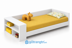 Giường ngủ cho bé màu trắng có kệ GHS-9072 - Giường lọt nệm 1m2x2m - Màu trắng - GHS-9072A