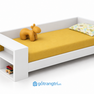 Giường ngủ cho bé màu trắng có kệ GHS-9072 - Giường lọt nệm 1m2x2m - Màu trắng - GHS-9072A