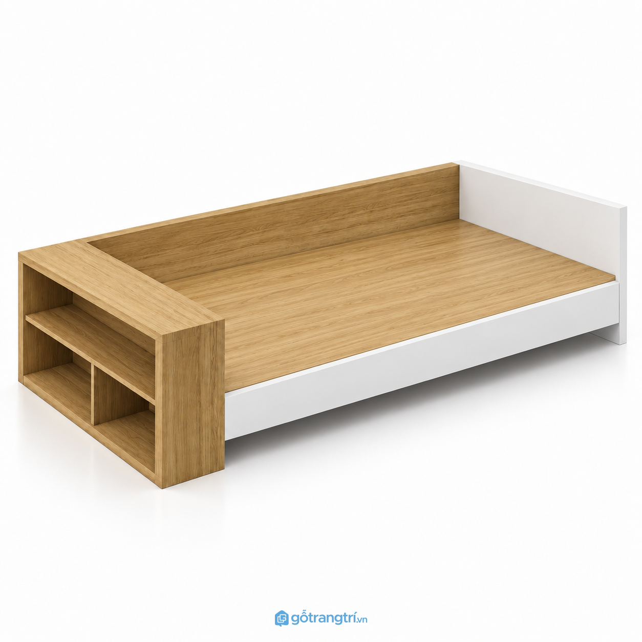 Giường ngủ cho bé màu trắng có kệ GHS-9072 - hình ảnh thực tế 1