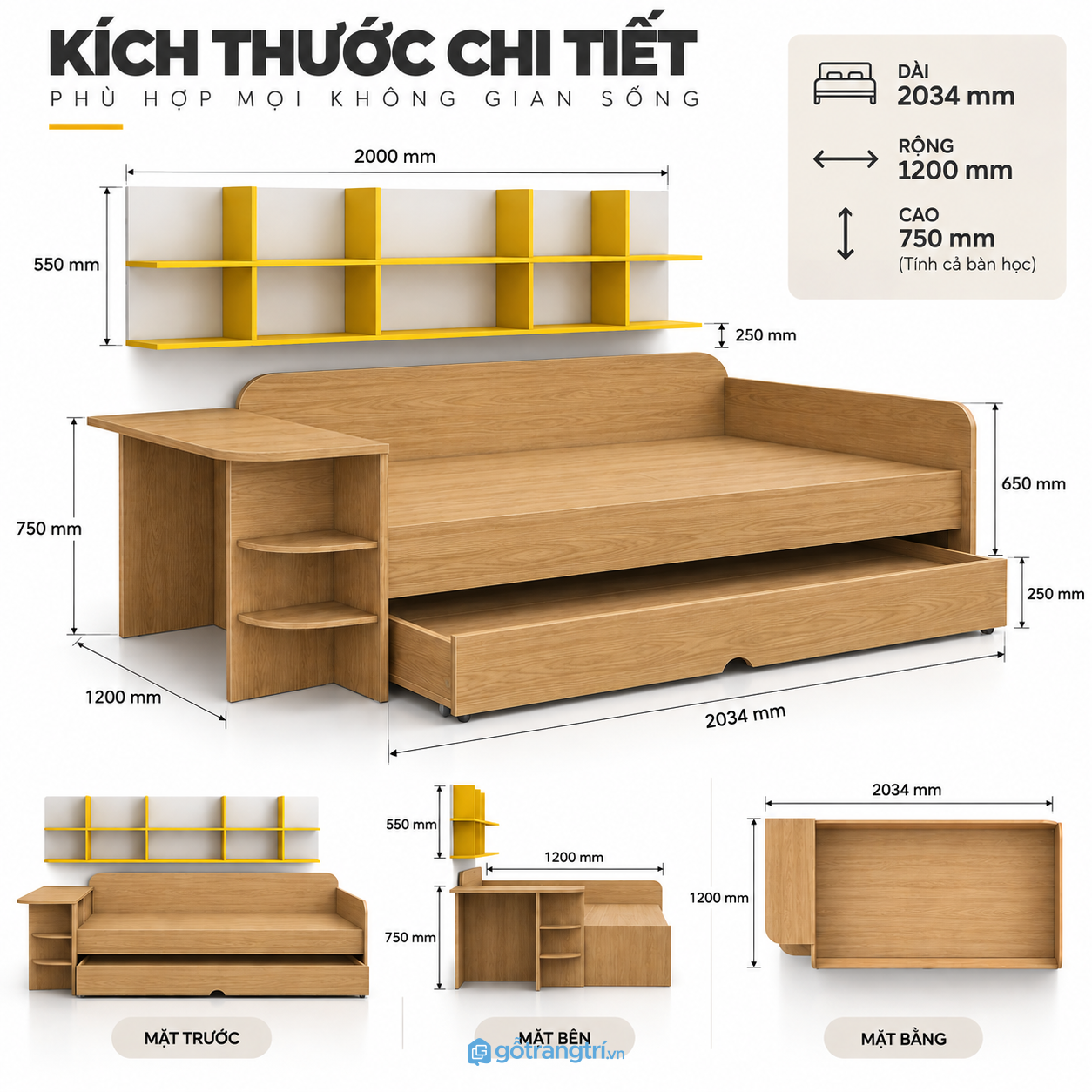 Giường ngủ kết hợp bàn học và kệ sách cho phòng nhỏ Giường ngủ kết hợp bàn học và kệ sách cho phòng nhỏ