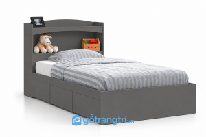 Giường ngủ màu xám có ngăn kéo và kệ đầu giường GHS-9063 - 2025x1234x950mm - Màu ghi - GHS-9063