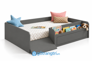 Giường ngủ thấp cho bé có ngăn kéo tiện dụng GHS-9075 - 2043x1234x500mm - màu ghi - GHS-9075