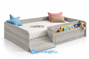 Giường ngủ thấp cho bé có ngăn kéo tiện dụng GHS-9075 - 2043x1234x500mm - Màu gỗ 413 - GHS-9075