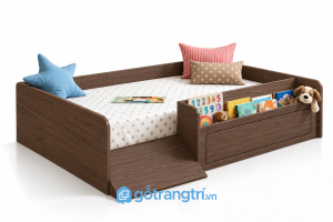 Giường ngủ thấp cho bé có ngăn kéo tiện dụng GHS-9075 - 2043x1234x500mm - Màu gỗ 613 - GHS-9075