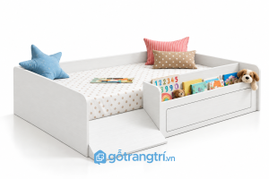 Giường ngủ thấp cho bé có ngăn kéo tiện dụng GHS-9075 - 2043x1234x500mm - Màu trắng - GHS-9075
