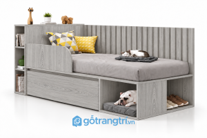 Giường ngủ trẻ em có kệ và ngăn kéo đa năng GHS-9064 - 134x220x80cm - Màu gỗ 413 - GHS-9064g