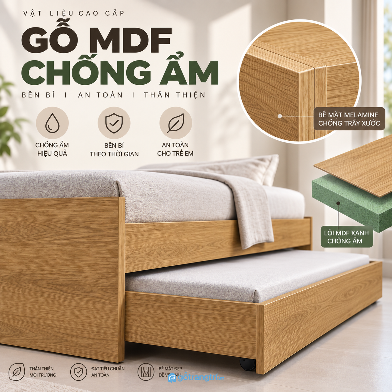 Gỗ công nghiệp màu vân gỗ sáng dễ phối nội thất