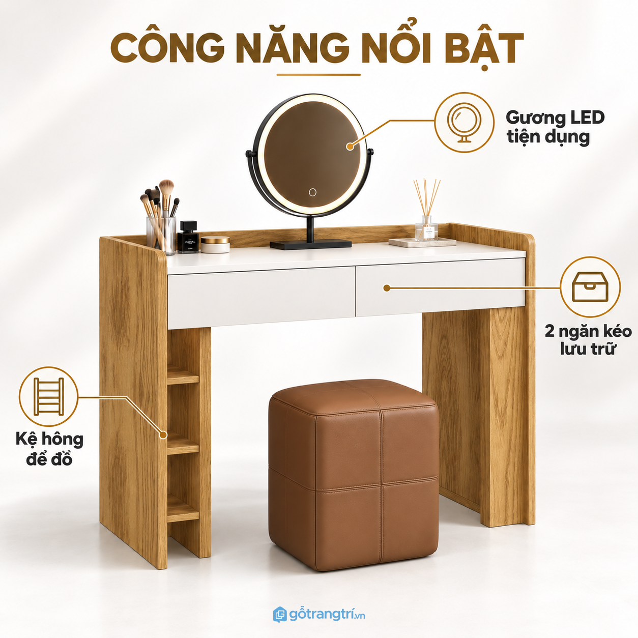 Hai ngăn kéo giúp sắp xếp mỹ phẩm gọn hơn